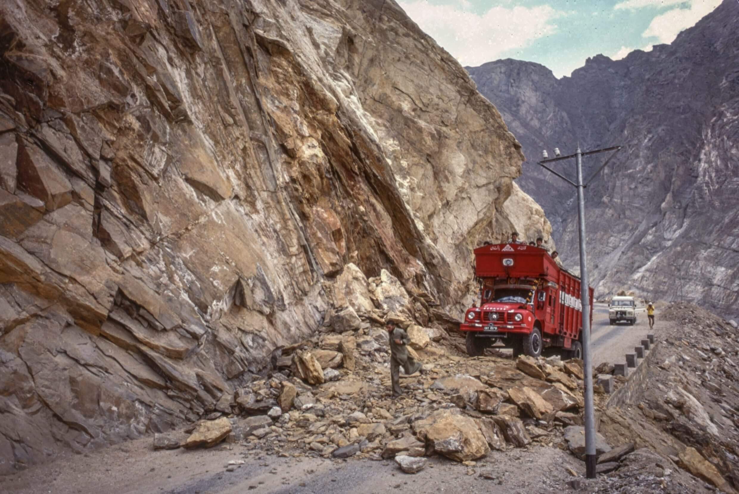 Rock fall on the Karakorum Highway
