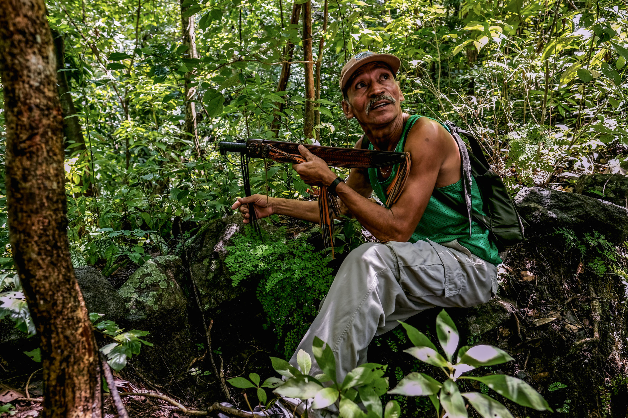 Guide Rafael Hernández recounts how Cinquera Forest Ecological Park was a refuge for guerrilla fighters during the Salvadoran Civil War. Photo: Stacey Leasca.